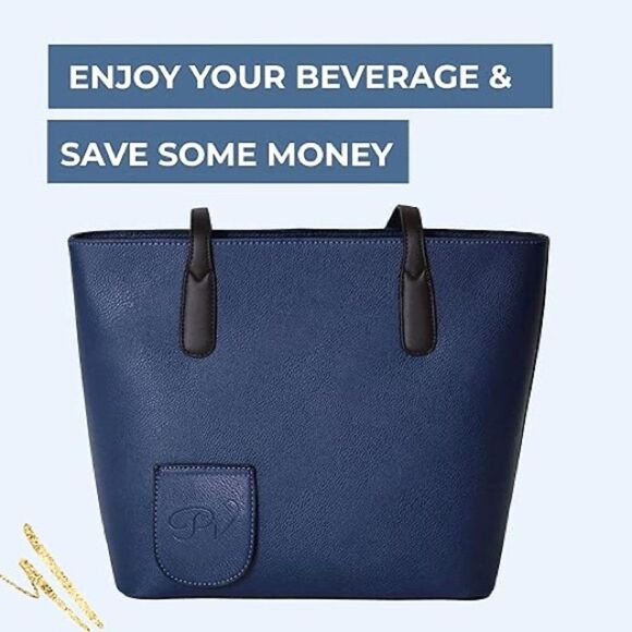 PortoVino Classic Tote Bag - Vegan
Leather Wine Purse Navy Blue - Picture 5 of 14